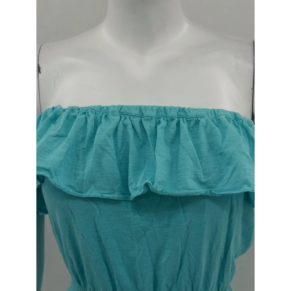 Lilly Pulitzer Dress Women XS Blue Strapless Ruffle Beach Summer Vacation Cotton - Picture 2 of 14